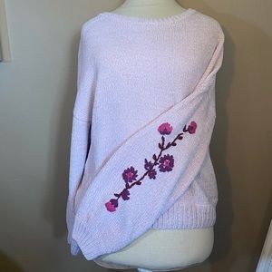 Embroidered sleeve sweater